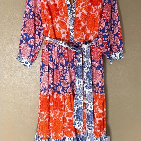 NWT Boden | Alba Tiered Firecracker Gardenia Swirl Cotton Maxi Dress Sz 20-22R - Picture 2 of 11